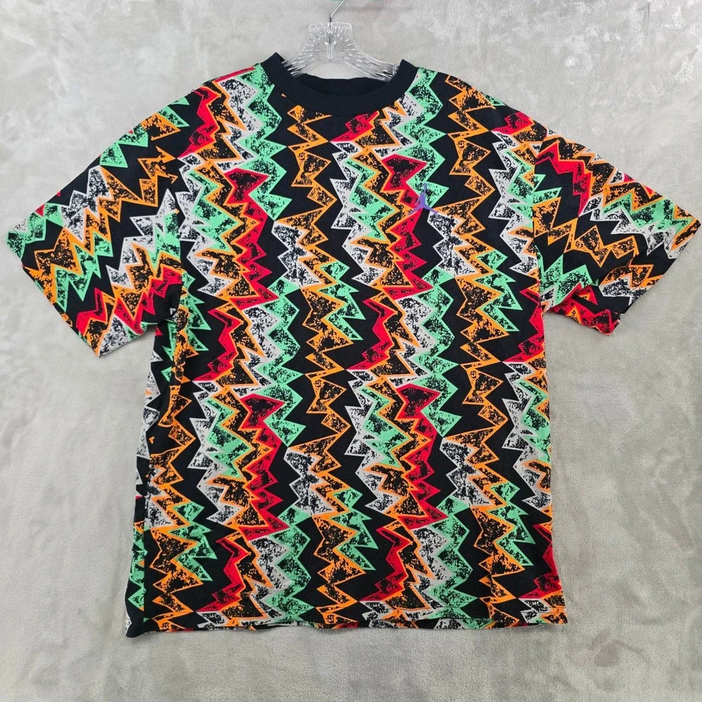 Nike Air Jordan Shirt Mens Medium Retro 7 Hare All Over Print Geometric VII